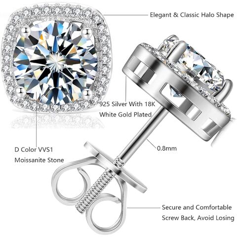 Dazzlingrock Collection Square Prong Stud Earrings - 0.08 Ct Black Diamonds In Sterling Silver - View #12