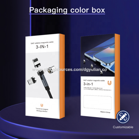 Cable de datos USB de carga rápida 3 en 1 cable magnético Cargador magnético del teléfono móvil de la carga rápida del fabricante C