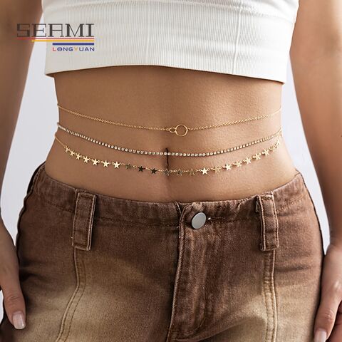 Metal Sequin Waist Chain Dual-layer Chain Body Jewelry Accessories For  Women And Girls