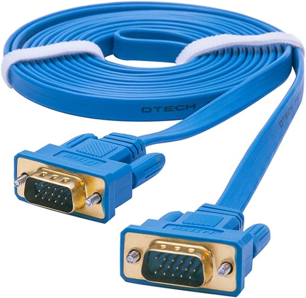 Cable VGA a VGA de 6 pies de largo, monitor de computadora de PC,  proyector, cable 1080p Full HD de alta resolución, cable azul macho a macho  (6