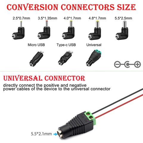 USB A Male to 2.0 2.5 3.5 4.0 5.5mm Connector 5V DC Charger Power Cable  Cords