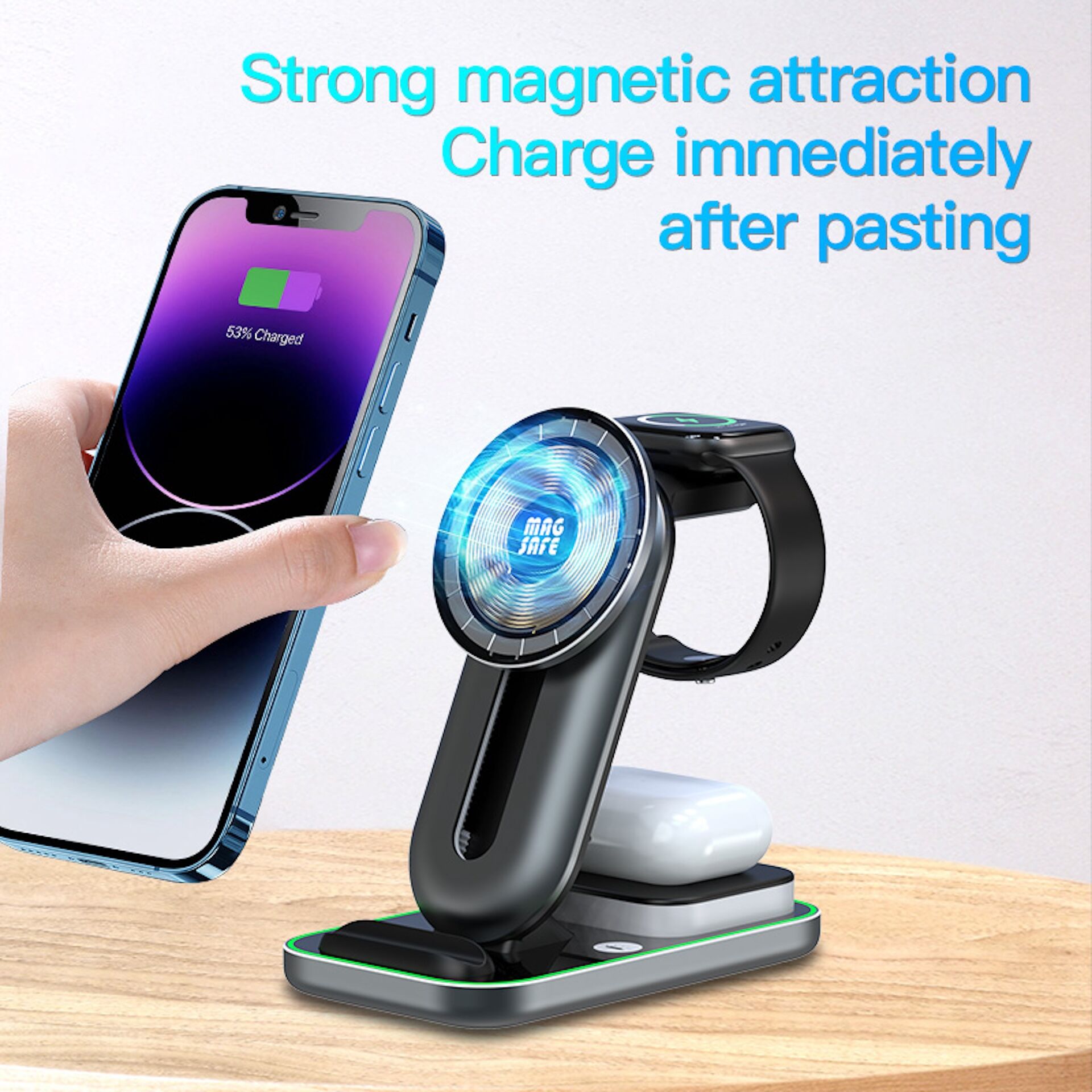 Original Manufacture 3-in-1 Magnet Wireless Charging Dock Kc Certified ...