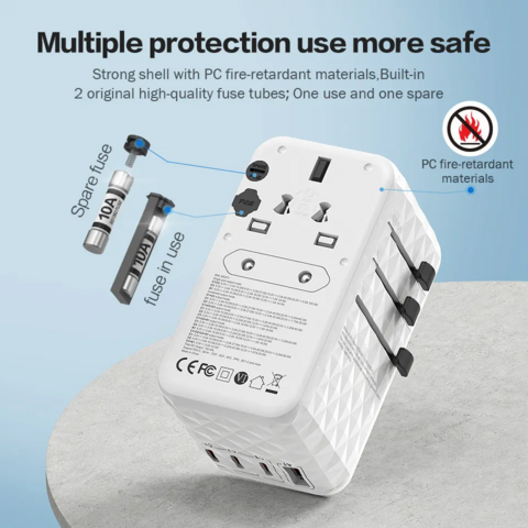 Worldplug High Power Charger PD 3.1 GaN 140W Universal Travel Adapter for Macbook