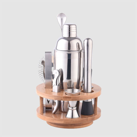 NEUES Cocktail Shaker Set mit Acrylständer, 15-teiliges Mixologie Barkeeper Set, Bar Zubehör Set mit allen Barwerkzeugen zum Getränke mixen