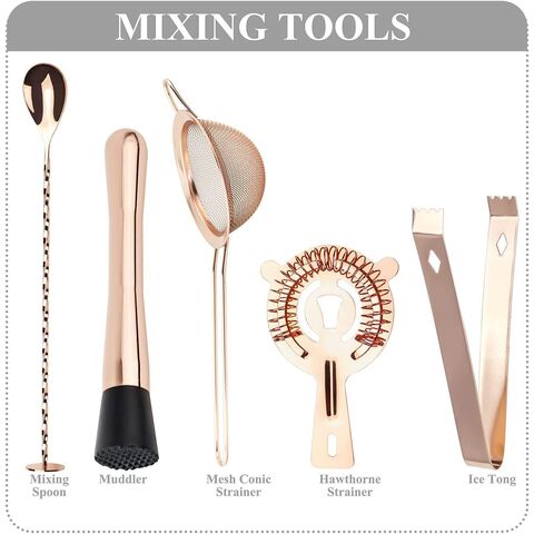 NEUES Cocktail Shaker Set mit Acrylständer, 15-teiliges Mixologie Barkeeper Set, Bar Zubehör Set mit allen Barwerkzeugen zum Getränke mixen