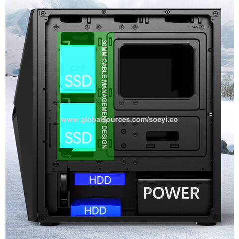 Boitier ATX Boîtier De Jeu, Boîtier De Jeu PC Mi-Tour E-ATX/ATX/M-ATX/ITX -  Port I/O USB 3.0 Avant - Système De Refroidissement De Carte Graphique