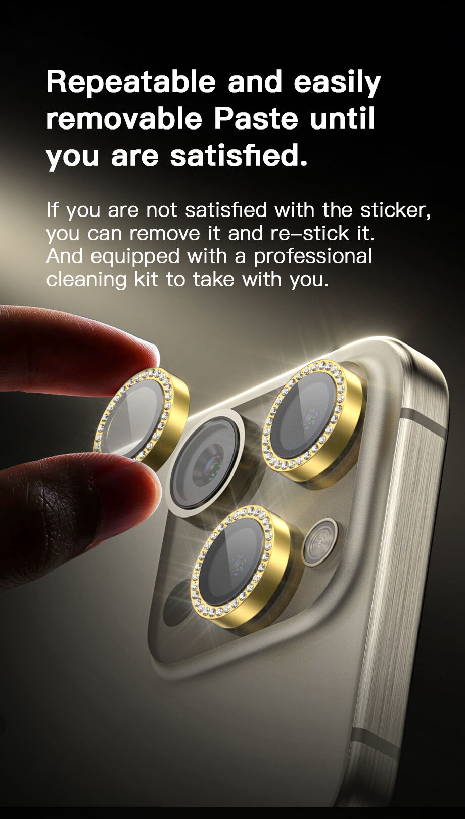 New Product 18k Gold + Austrian Diamonds Camera Lens Tempered Glass ...