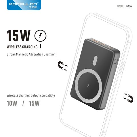 KONFULON Nuevo Lanzamiento: Power Bank Magnético Inalámbrico MagSafe de 10000mAh, 15W MAX con Pantalla Digital LED
