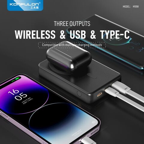 KONFULON Nuevo Lanzamiento: Power Bank Magnético Inalámbrico MagSafe de 10000mAh, 15W MAX con Pantalla Digital LED