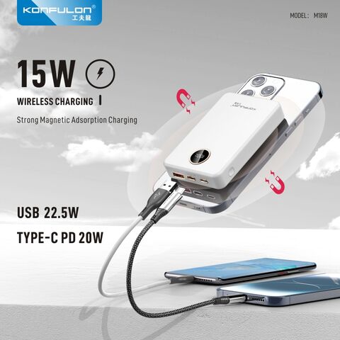 KONFULON Nuevo Lanzamiento: Power Bank Magnético Inalámbrico MagSafe de 10000mAh, 15W MAX con Pantalla Digital LED