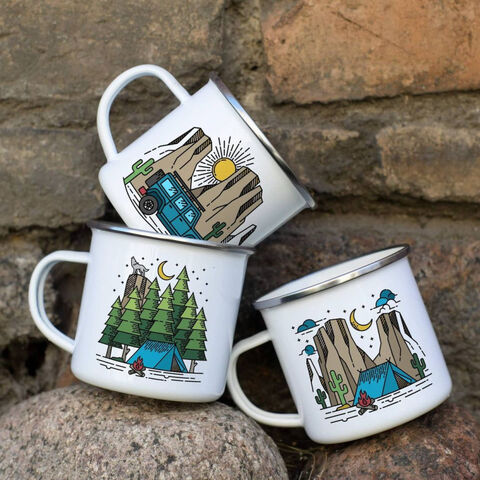 Taza de café esmaltada de 350 ml, regalo de menaje esmaltado, tazas retro esmaltadas personalizadas para camping y fogatas, taza moteada