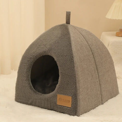 Weiches Katzenbett, warmes, halboffenes Katzenhaus, Kennel für kleine Hunde und Katzen, Tiefschlaf-Haustierkorb, gemütliche Katzenliege, Katzenzubehör