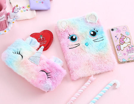 Chien - Carnet De Notes A5 En Peluche Chat Mignon, Avec Serrure Et Clé