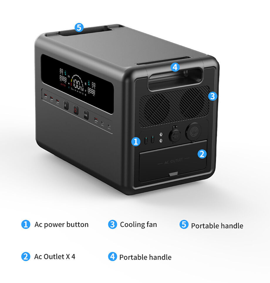 Emergency Home Outdoor Backup 2000w 2400w Ups Power Supply Lifepo4 Battery Usb Ac Dc Solar