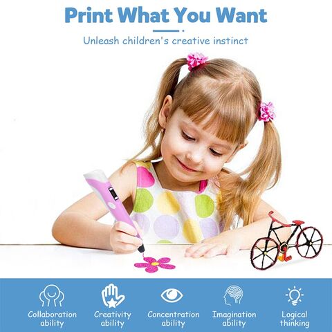 3D Printing Pen Kit 3D Drawing Pen with Led Display 12 Color Filament for  Kid 
