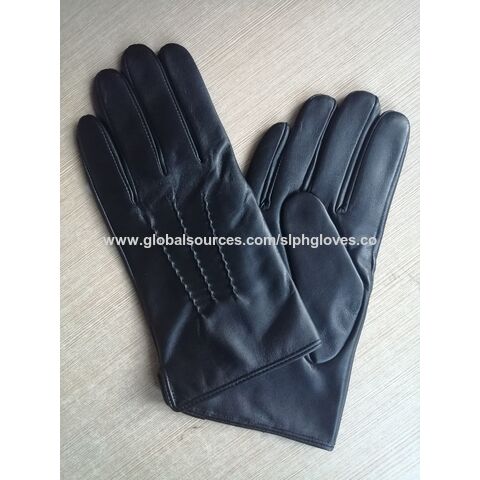 oem black leather guantes de cuero