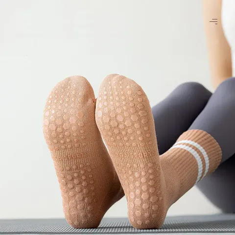 Buy Wholesale China New Custom Logo Pilates Socks Non-slip Yoga Socks  Sports Cotton Gym Ladies Medium Tube Solid Socks & Yoga at USD 1.1