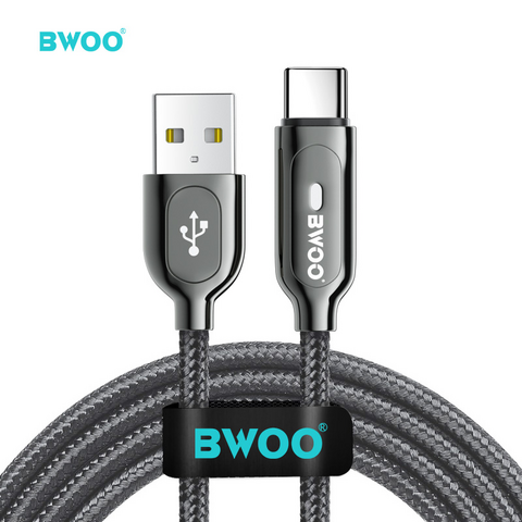 BWOO high grade Apple fast charging cable nylon braided 2.4a zinc alloy 8pin iPhone usb cable