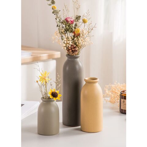 Juego de 4 jarrones de flores de cerámica, pequeños jarrones decorativos,  moderno jarrón floral esmaltado para decoración del hogar, centros de mesa