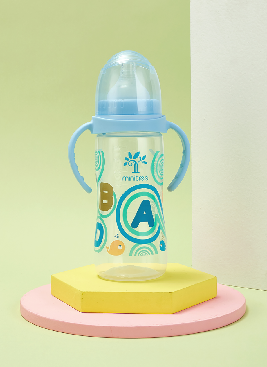 MiniTree 150ml Baby Feeding Bottle – Orange Floral Print, Anti-Colic (BPA-Free)