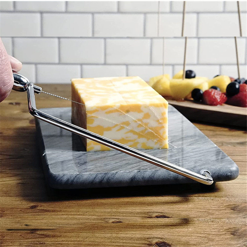 Cortador de queso con alambre, juego de rebanadoras de queso de acero  inoxidable y plano cortador de queso para quesos suaves, semiduros y duros