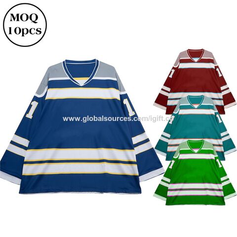 Muestra Gratuita Camiseta de Hockey sobre Hielo Azul, Ropa Deportiva de Calidad Premium, Diseño Único con Rayas