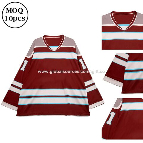 Muestra Gratuita Camiseta de Hockey sobre Hielo Azul, Ropa Deportiva de Calidad Premium, Diseño Único con Rayas
