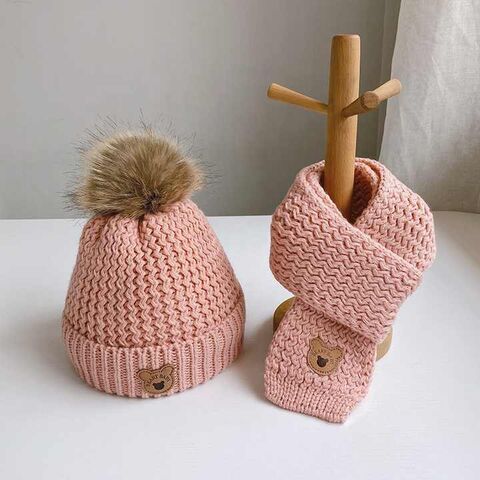 Bonnet d'hiver Chapeaux Echarpe Set Chapeau en tricot chaud Tête