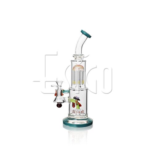 Esigo 11inch High Quality Honey Bee Design Dual Percs and Colored Accent & Base Daily Used Dab Rig Wholesale Glass Pipe