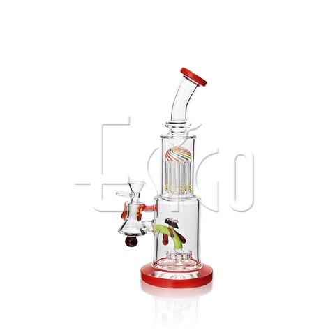 Esigo 11inch High Quality Honey Bee Design Dual Percs and Colored Accent & Base Daily Used Dab Rig Wholesale Glass Pipe