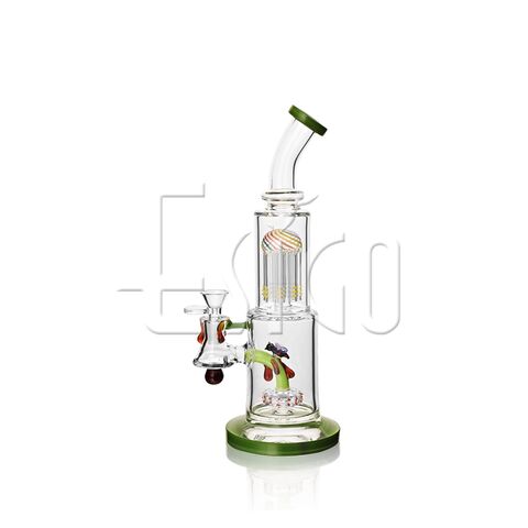 Esigo 11inch High Quality Honey Bee Design Dual Percs and Colored Accent & Base Daily Used Dab Rig Wholesale Glass Pipe