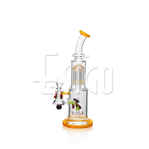 Esigo 11inch High Quality Honey Bee Design Dual Percs and Colored Accent & Base Daily Used Dab Rig Wholesale Glass Pipe