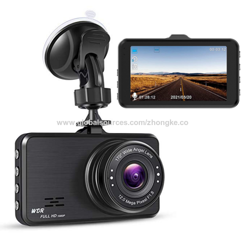 Nouvelle caméra de tableau de bord 1080P, 4 ''LCD 3 lentilles voiture DVR  enregistreur de caméra de tableau de bord + caméra de recul avec capteur G,  enregistrement en boucle, mode nuit 