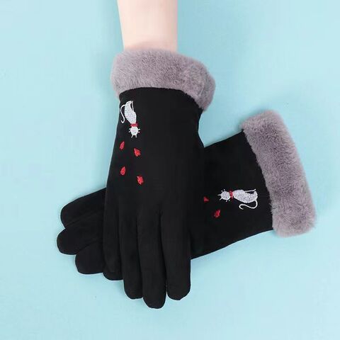 Touchscreen-Handschuhe im Großhandel, modische Winterhandschuhe für Damen, bestickte Handschuhe, elegantes Geschenk