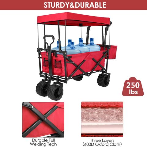 Folding Shopping Cart with Wheels, Collapsible Cart with Basket, 2-Layer  Utility Carts, Outdoor Wagon for Groceries, Hand Truck (Folding Cart +  Crate)