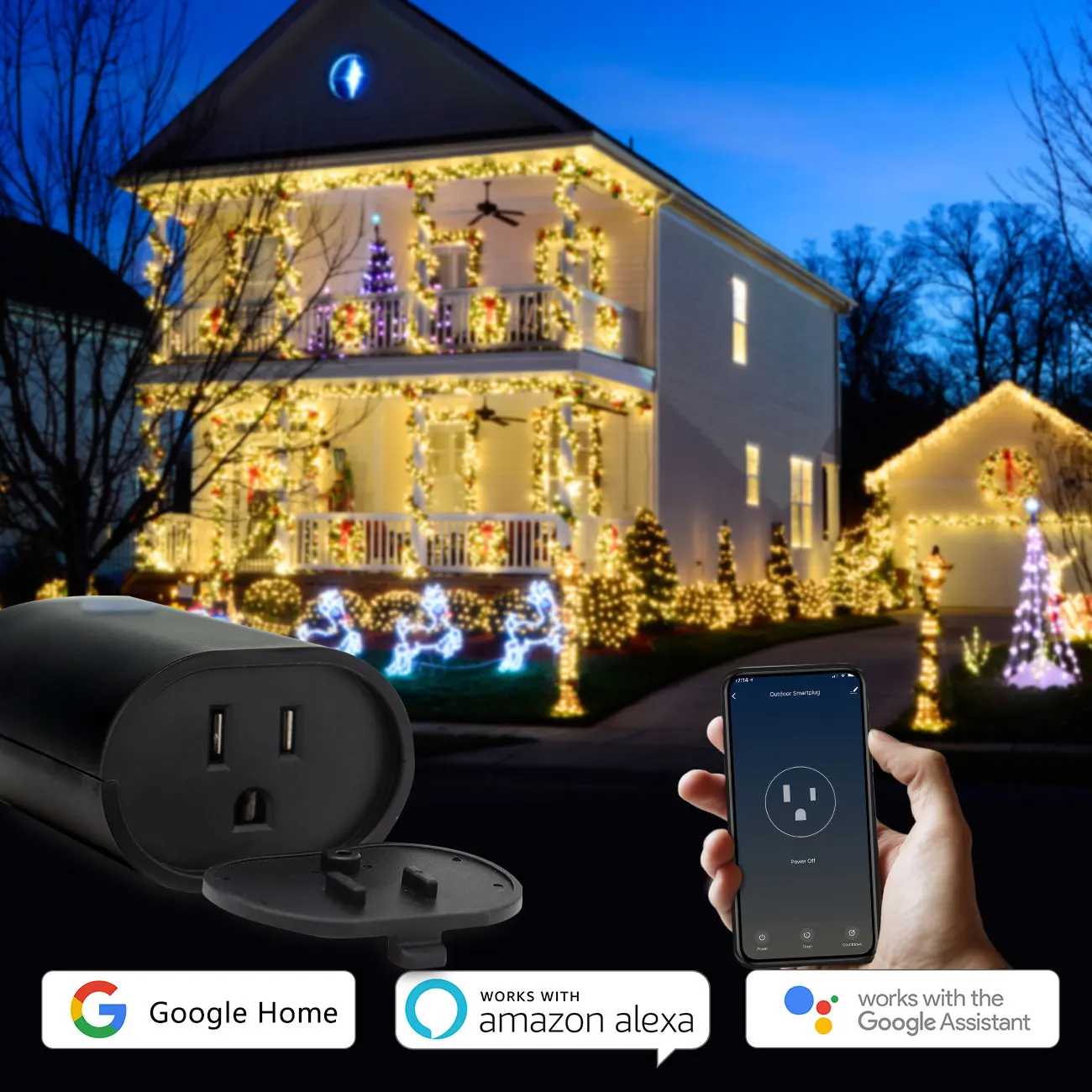 Wf96sh WiFi Mini Outdoor Smart Plug Work with Google Assistant