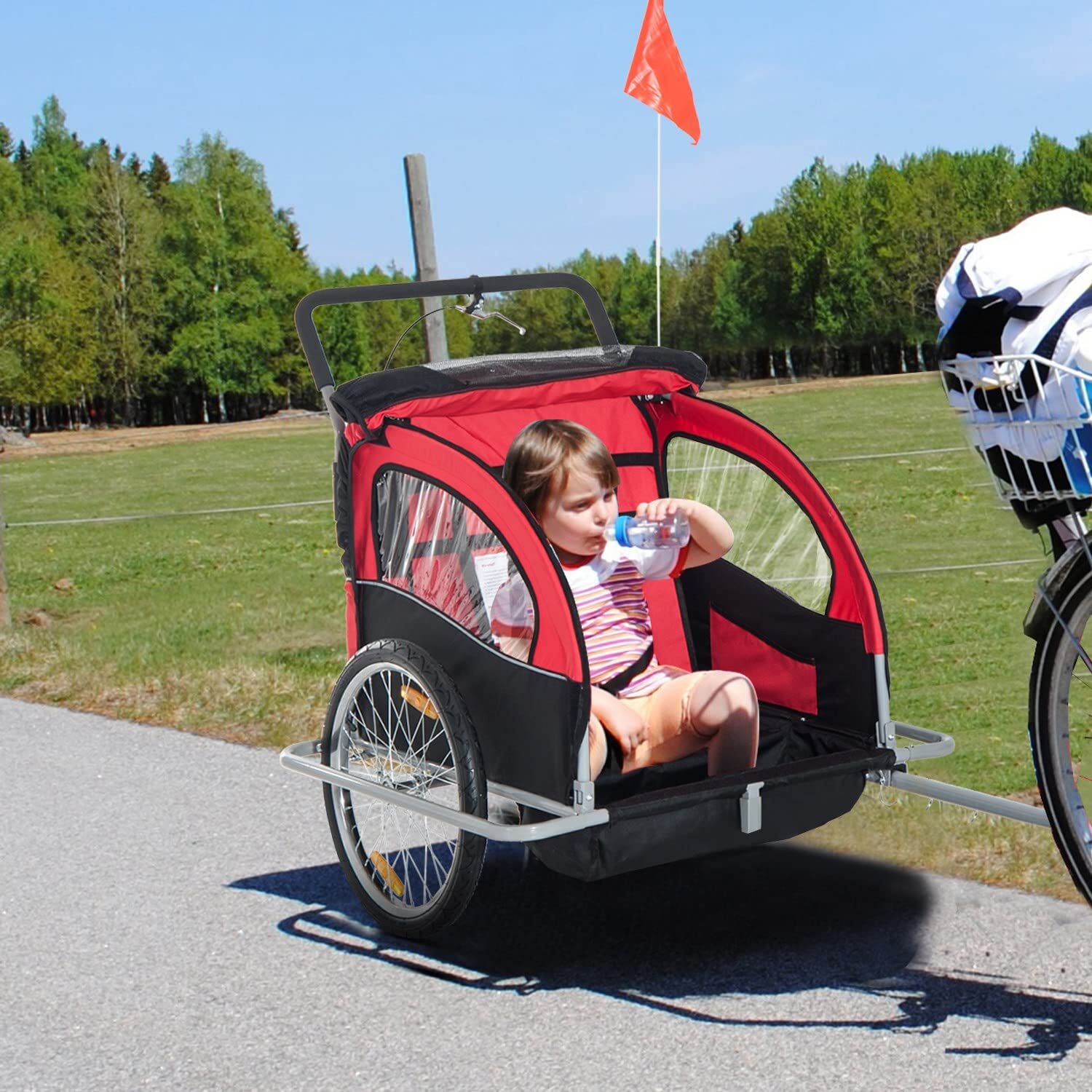 Remolque de bicicleta para niños, remolque de bicicleta con marco de acero  resistente, remolque de carga para bicicleta al aire libre, vagón de mano