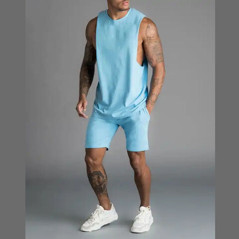 Comprar OEM hombre Fitness camiseta Color sólido gimnasio desgaste músculo Fit sin mangas Tops hombres deportes Tank Tops