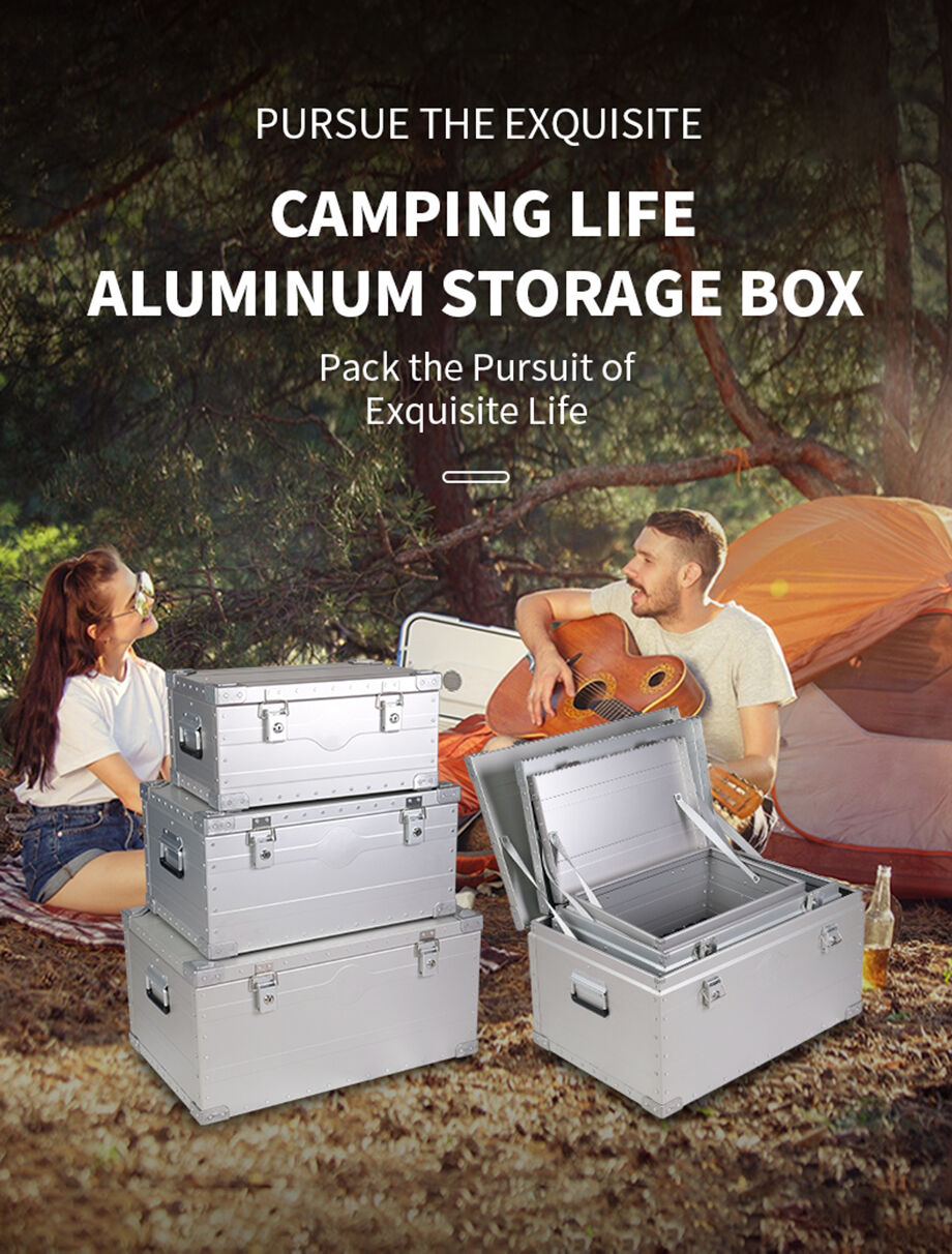 47L Aluminum Alloy Storage Box High-capacity Box Outdoor Camping Move House  Travel Sundries Trunk Portable Case