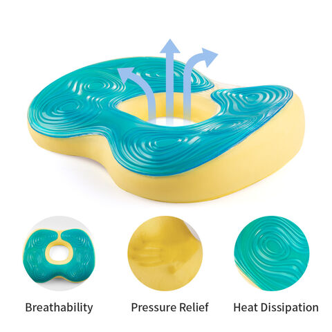 Coussin de Siège Orthopédique en Mousse à Mémoire de Forme avec Gel Refroidissant de Haute Qualité pour Coccyx, Idéal pour Voiture et Chaise de Bureau