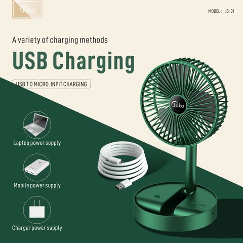 Ventilateur USB pliable portable rechargeable - Vert