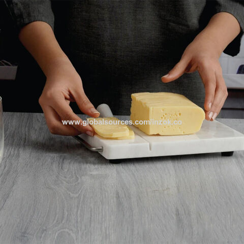 Cortador de queso de acero inoxidable con 10 cables de repuesto, cortador  de queso de metal y tabla de cortar - Para queso de bloque