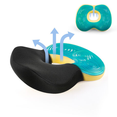 Coussin de Siège Orthopédique en Mousse à Mémoire de Forme avec Gel Refroidissant de Haute Qualité pour Coccyx, Idéal pour Voiture et Chaise de Bureau