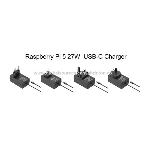 Alimentation USB-C PD 27 W noire pour Raspberry Pi 5