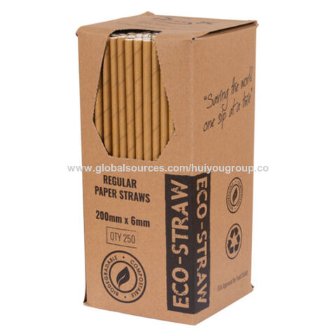 Pajitas de Papel Desechables con Impresión Personalizada, Envoltorio Individual, Biodegradables, Venta al por Mayor, Pajitas Ecológicas de Papel para Bebidas con Cajas
