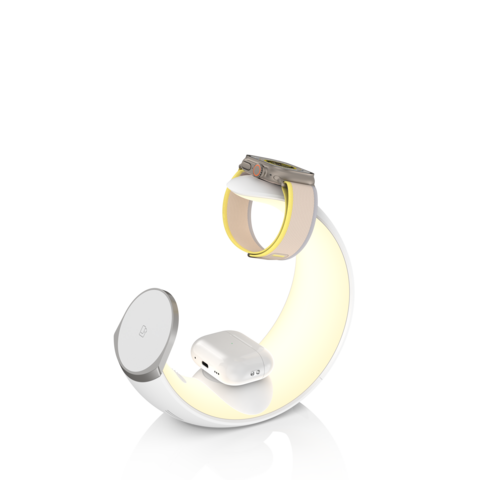 2024 Kleiner Mond Design Kabelloses Ladegerät 6 in 1 Magnetisches Telefonladegerät für iPhone und Android