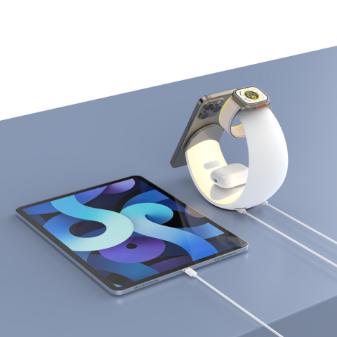 2024 Kleiner Mond Design Kabelloses Ladegerät 6 in 1 Magnetisches Telefonladegerät für iPhone und Android
