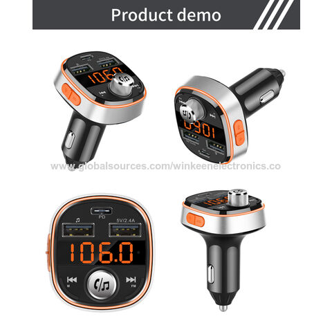 TRANSMISOR FM BLUETOOTH PARA COCHE 2 PUERTOS USB LED TF PD 38W