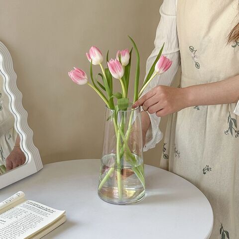 Floreros de cristal para centros de mesa, decoración de boda, florero de  vidrio transparente para ramo de flores, 9 pulgadas de alto