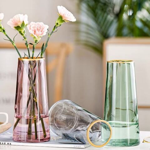Florero de flores rosa dorado moderno, jarrones decorativos para decoración  del hogar, jarrón de vidrio de mosaico para centros de mesa, sala de